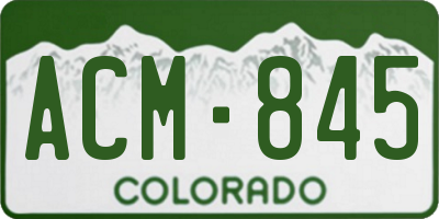 CO license plate ACM845