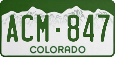 CO license plate ACM847