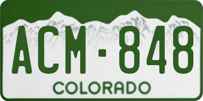 CO license plate ACM848