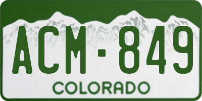 CO license plate ACM849