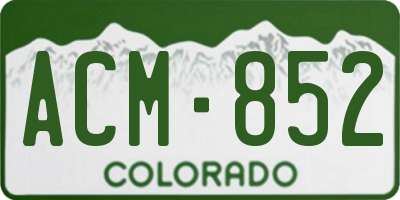 CO license plate ACM852