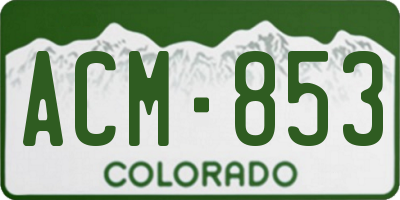 CO license plate ACM853