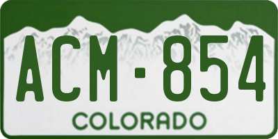 CO license plate ACM854