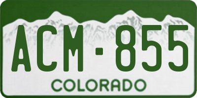 CO license plate ACM855