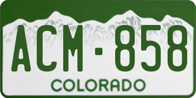 CO license plate ACM858