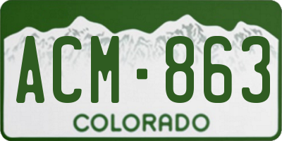 CO license plate ACM863