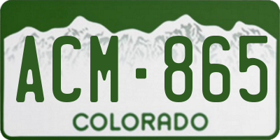 CO license plate ACM865