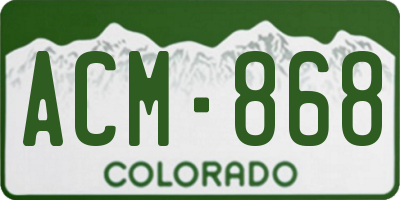 CO license plate ACM868