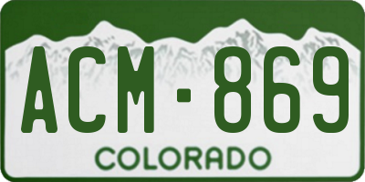 CO license plate ACM869