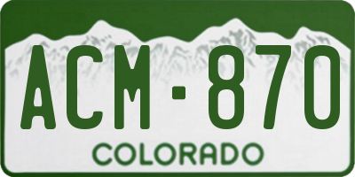 CO license plate ACM870