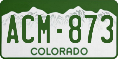 CO license plate ACM873