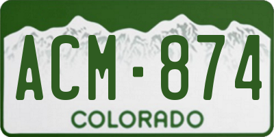 CO license plate ACM874