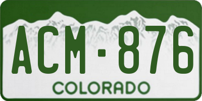 CO license plate ACM876