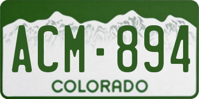 CO license plate ACM894