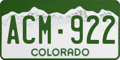 CO license plate ACM922