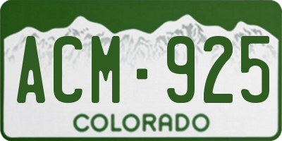 CO license plate ACM925