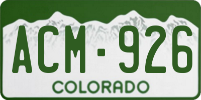 CO license plate ACM926