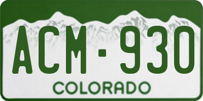 CO license plate ACM930