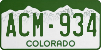 CO license plate ACM934