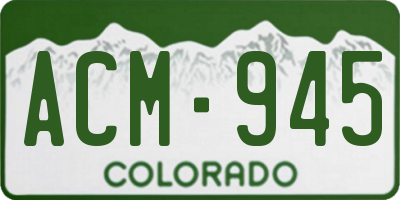 CO license plate ACM945