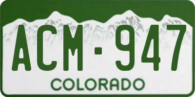 CO license plate ACM947