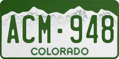 CO license plate ACM948