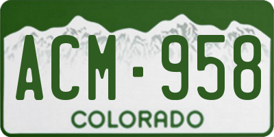 CO license plate ACM958