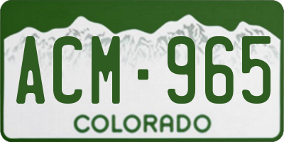CO license plate ACM965