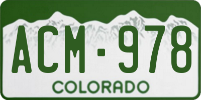 CO license plate ACM978