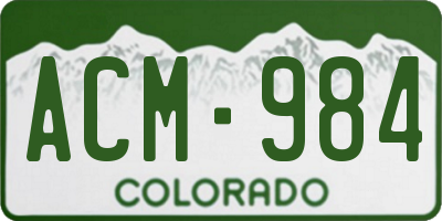 CO license plate ACM984