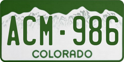 CO license plate ACM986