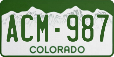 CO license plate ACM987