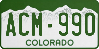 CO license plate ACM990