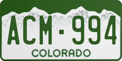 CO license plate ACM994
