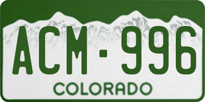 CO license plate ACM996