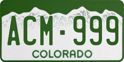 CO license plate ACM999