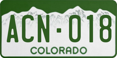 CO license plate ACN018