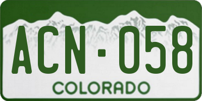 CO license plate ACN058