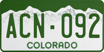 CO license plate ACN092