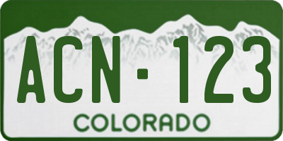 CO license plate ACN123