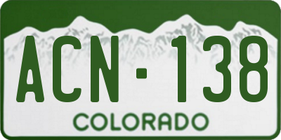 CO license plate ACN138