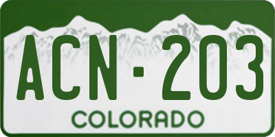 CO license plate ACN203