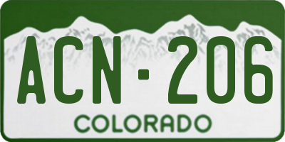 CO license plate ACN206