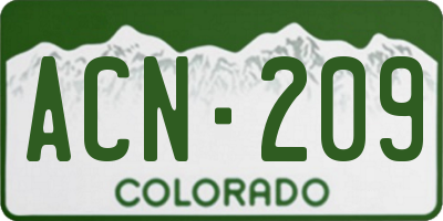 CO license plate ACN209