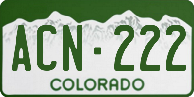 CO license plate ACN222
