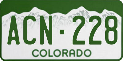 CO license plate ACN228