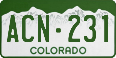 CO license plate ACN231