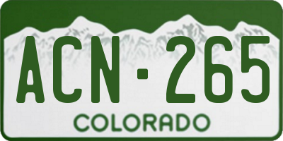 CO license plate ACN265