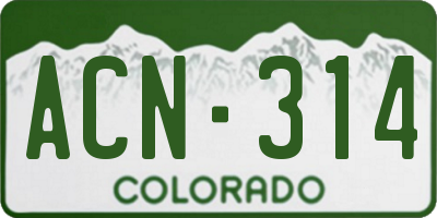 CO license plate ACN314