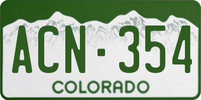 CO license plate ACN354